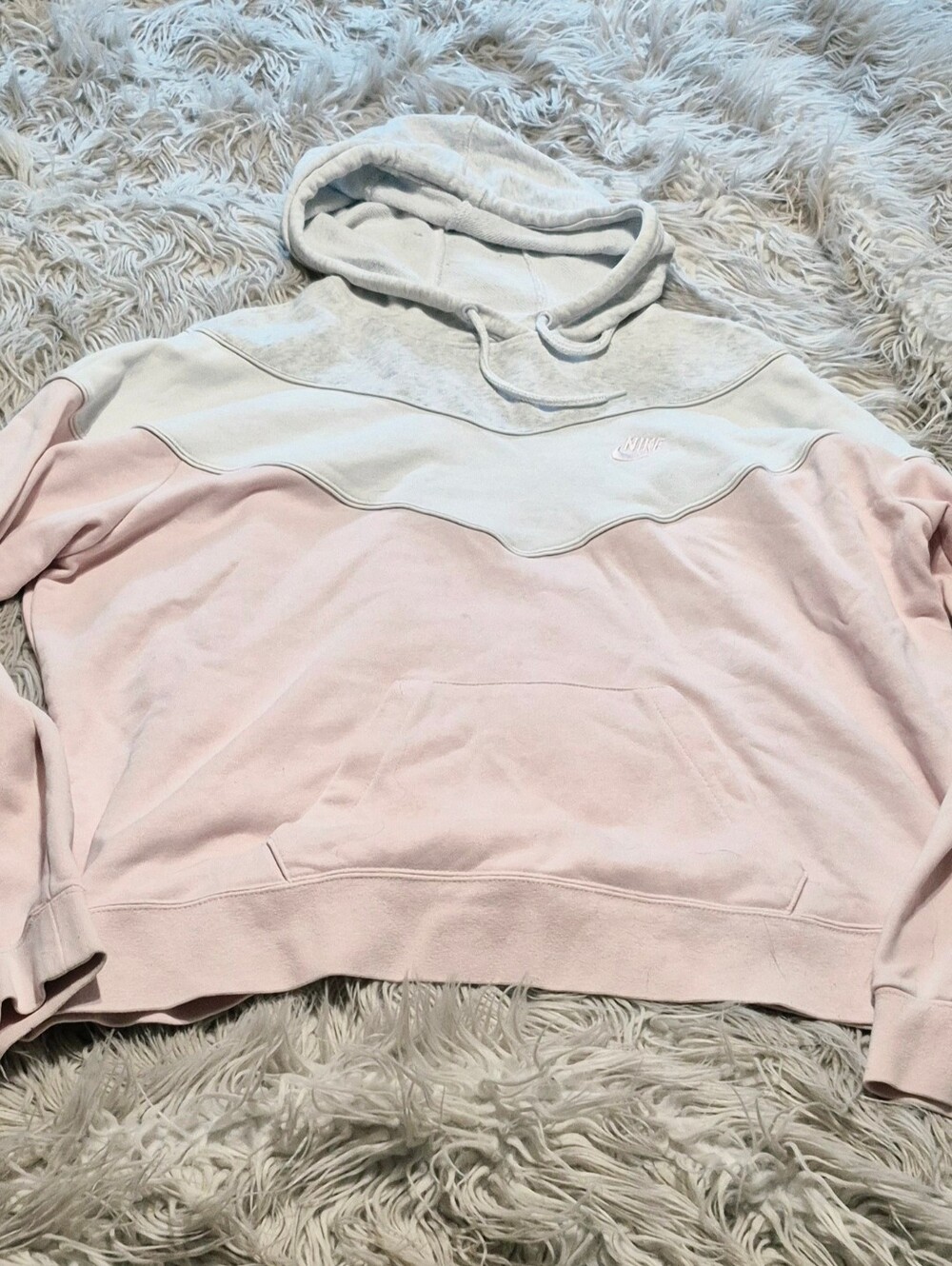 Nike Women's Pink & Light Gray Pullover Hoodie
